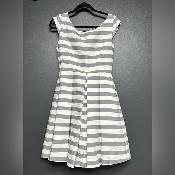 NWT Kate Spade Mariella Dress Grey Striped Beaded neckline 2 - Picture 6 of 7